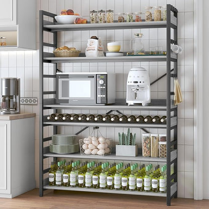 HCHQHS Bookshelf, Adjustable Industrial Bookcase, Vertical Tall Book Shelf - Image 7