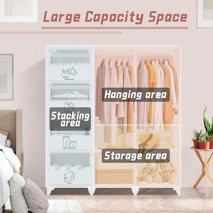 Portable Closet, Easy Assembly, Large Capacity Wardrobe Closet | Sturdy and - Image 6