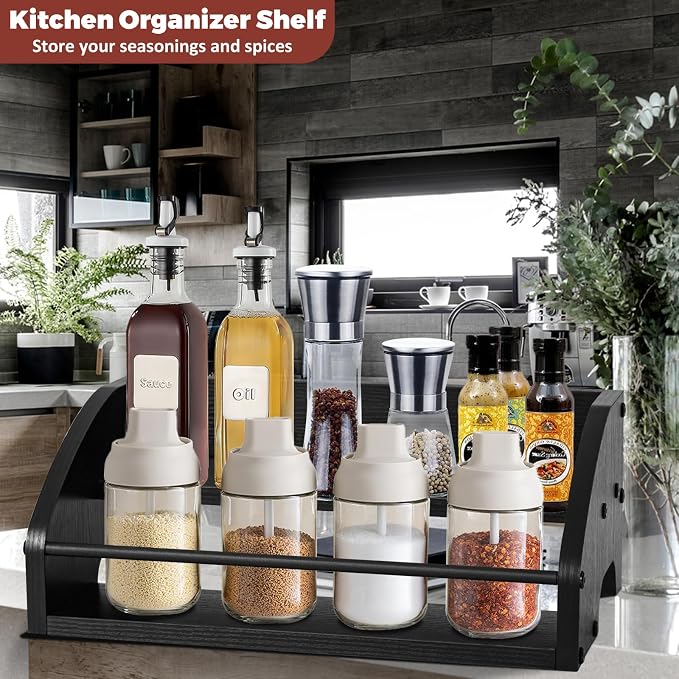 Liquor Bottle Display Shelf, Coffee Syrup Rack Organizer, 2 Step Countertop - Image 6