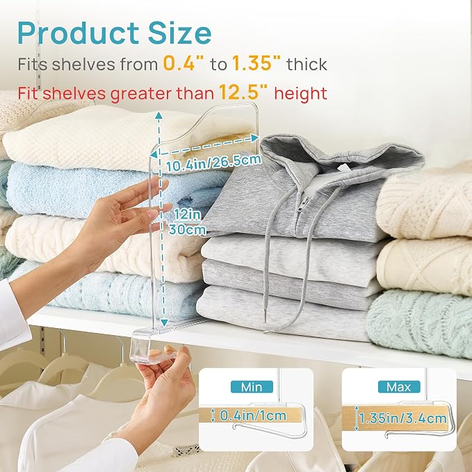 Vtopmart 12" Extra Tall x 12" Deep Shelf Dividers - Image 3