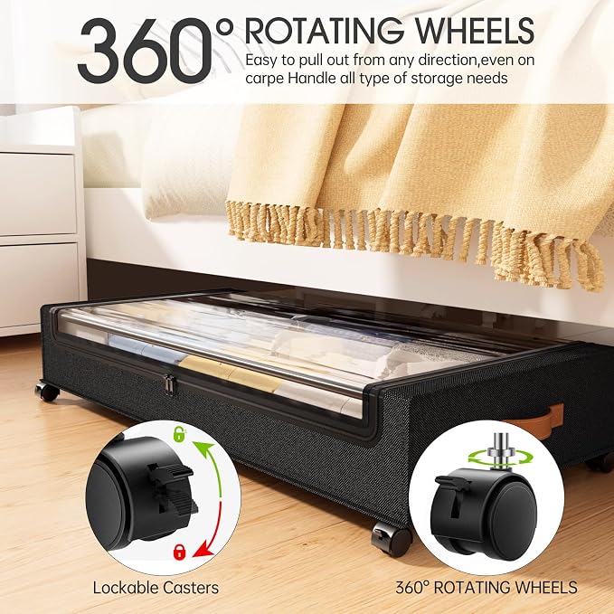 Yecaye Under Bed Storage with Wheels 2Pack, 70L Larger Capacity Under Bed - Image 4