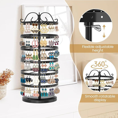 MODOWEY Rotating Earring Holder Organizer Stand, 6 Tier Large Capacity Jewelry - Image 3