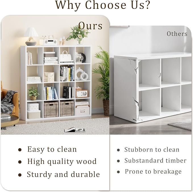 VDNEND Cube Storage Organizer Bookcase, Decorative 11 inch Open Back Cubical - Image 6