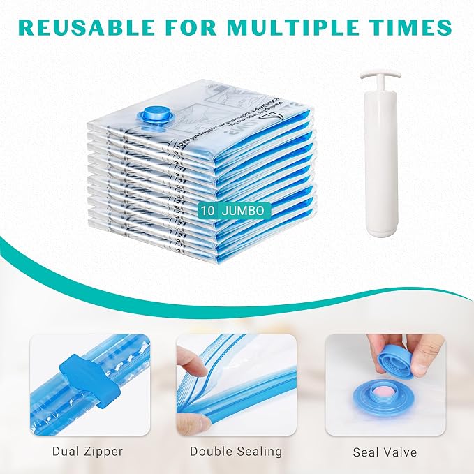 10 Pack Jumbo Space Saver Vacuum Storage Bags Seal Bags - Image 4