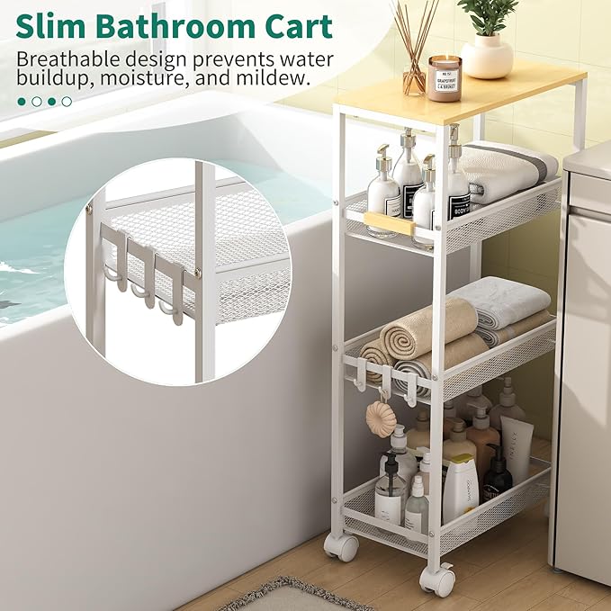 Utility Slim Storage Cart, 4 Tier Rolling Cart - Image 4