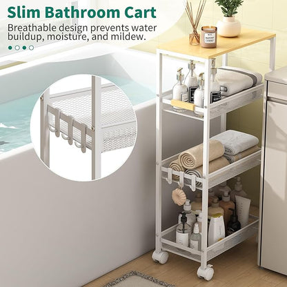 Utility Slim Storage Cart, 4 Tier Rolling Cart - Image 4