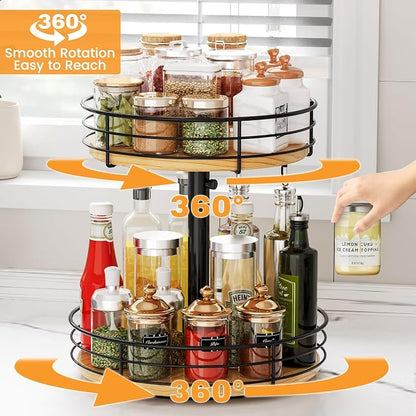 2 Tier Lazy Susan Spice Rack Organizer, Rotating Turntable, 12 Inch, - Image 2