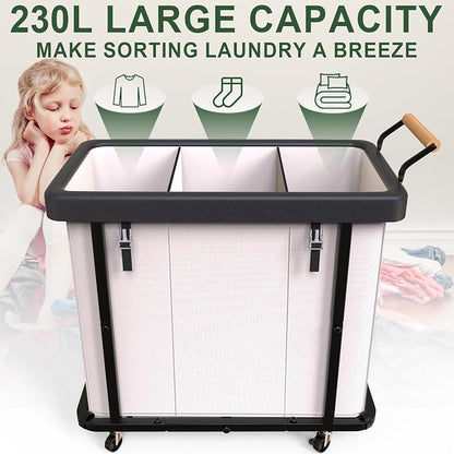 230L Extra Large Fashion Laundry Sorter 3 Section - Image 2