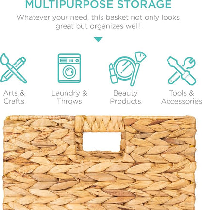 Best Choice Products 13x13in Pack of 5 Cube Storage Baskets, Water Hyacinth - Image 5