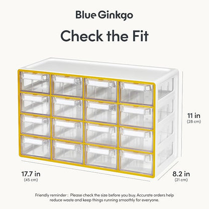 Blue Ginkgo Medium 16-Drawer Cabinet – Stackable Clear Organizer - Image 2