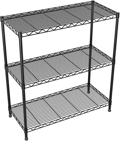 3 Tier Wire Shelf, Height Adjustable Design, 35.4"Wx17.7Dx36.5H, Lockable by Vanzbon