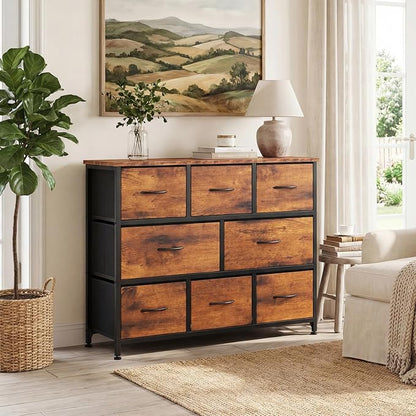 DUMOS Wide Dresser with 8 Fabric Drawers and Wood Top, Bedroom Storage Unit - Image 7