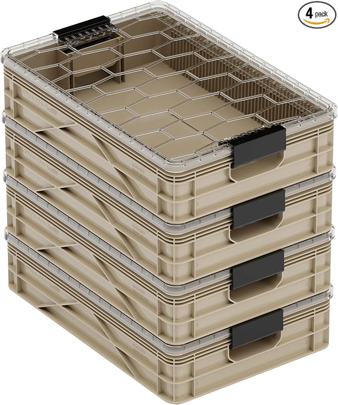SIDIO Quarter Crate 4 Pack of Stackable Storage Bins by Sidio