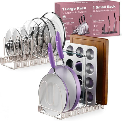 Better Things Home 14+ Dual Pan and Pot Lid Organizer Rack Set by BetterThingsHome