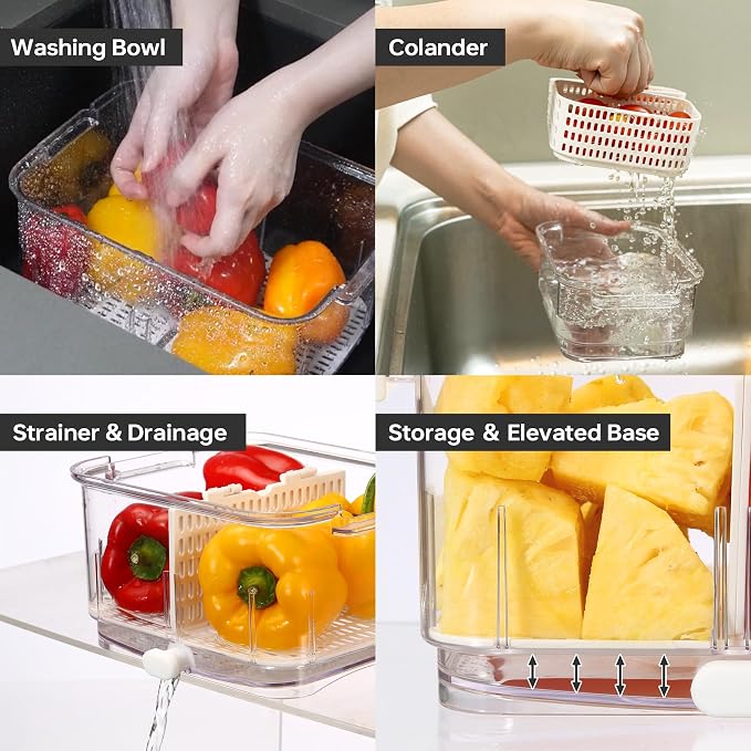 Felli Duo Fresh Produce Saver for Fridge, Fruit Vegetable Container - Image 4