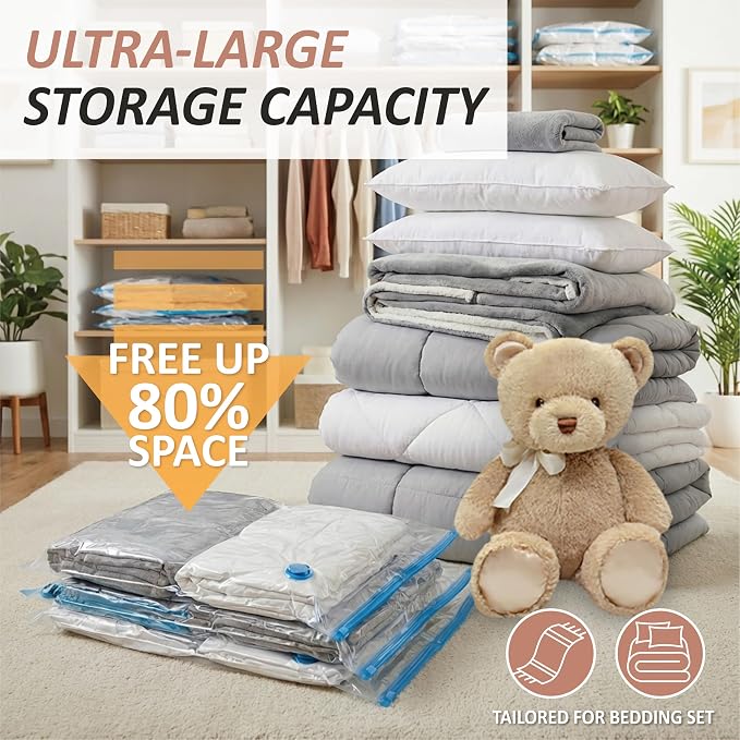 Cozy Essential Vacuum Storage Bags, 80% Compression Vacuum Seal Space Saver - Image 2