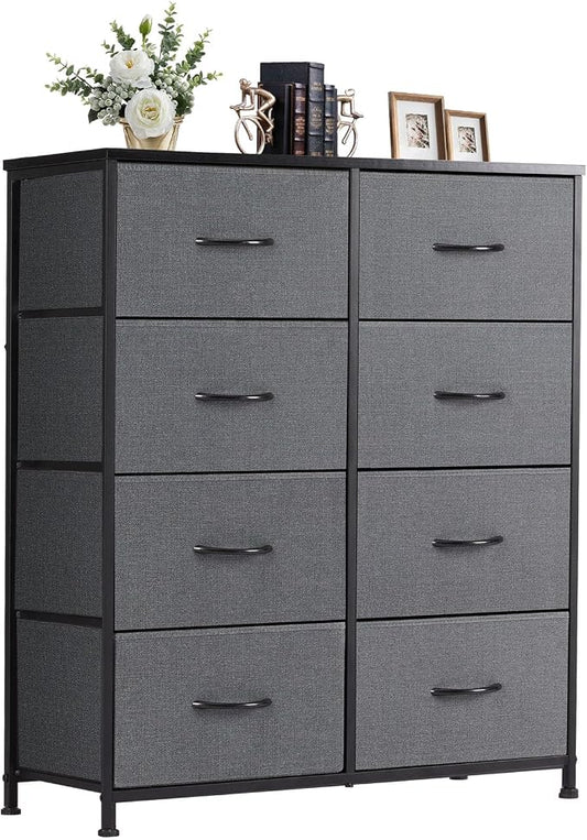 DUMOS 8 Drawer Dresser for Bedroom, Fabric Storage Organizer | Wooden Top Chest by DumosLifestyle