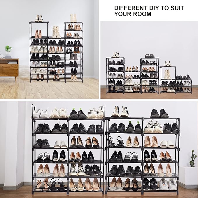 Mavivegue Extra Large Shoe Rack, 8 Tier 4 Rows 72-76 Pairs Big Tall Metal Shoe - Image 5