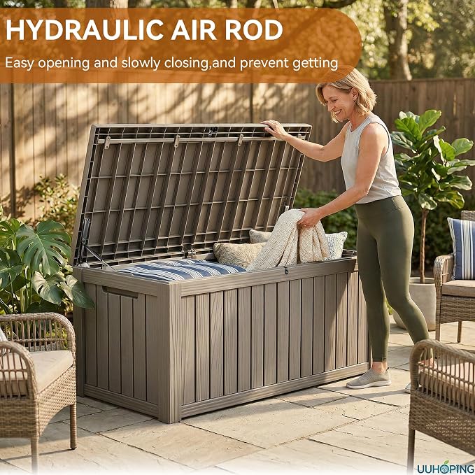 150 Gallon Outdoor Deck Box, Resin Waterproof Storage Box - Image 2