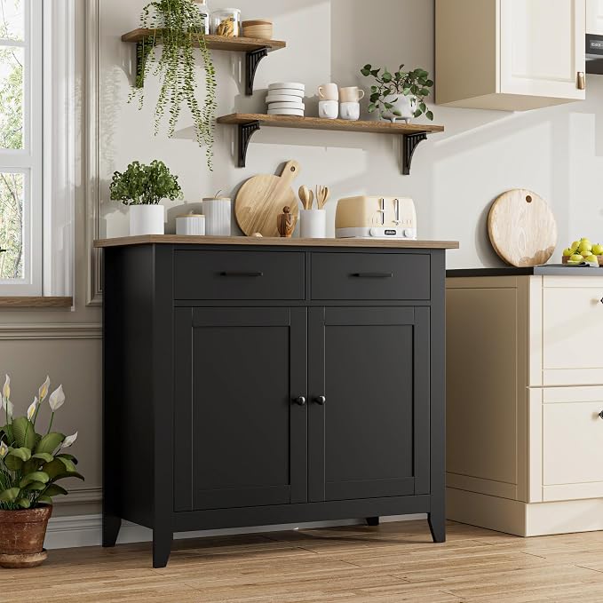 HORSTORS Farmhouse Kitchen Storage Cabinet, Small Buffet, Coffee Bar - Image 4