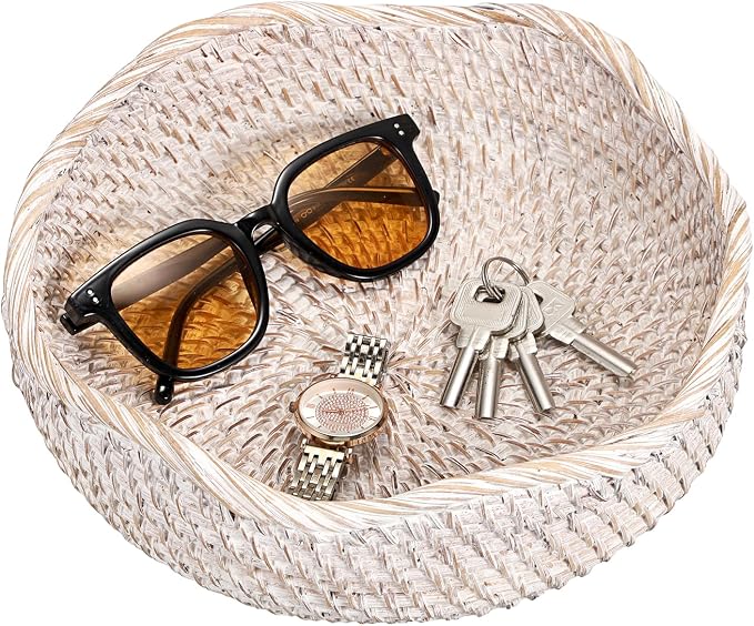 Hipiwe Rattan Key Basket for Entryway Table Handwoven Small Baskets Tray | by Hipiwe