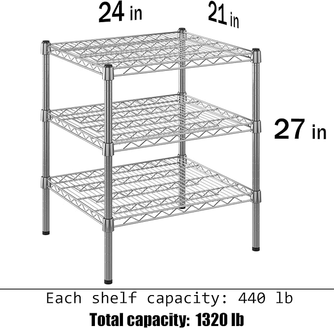 21" Deep x 24" Wide x 27" Height Wire Shelving Kit | 3-Tier | NSF Commercial - Image 3