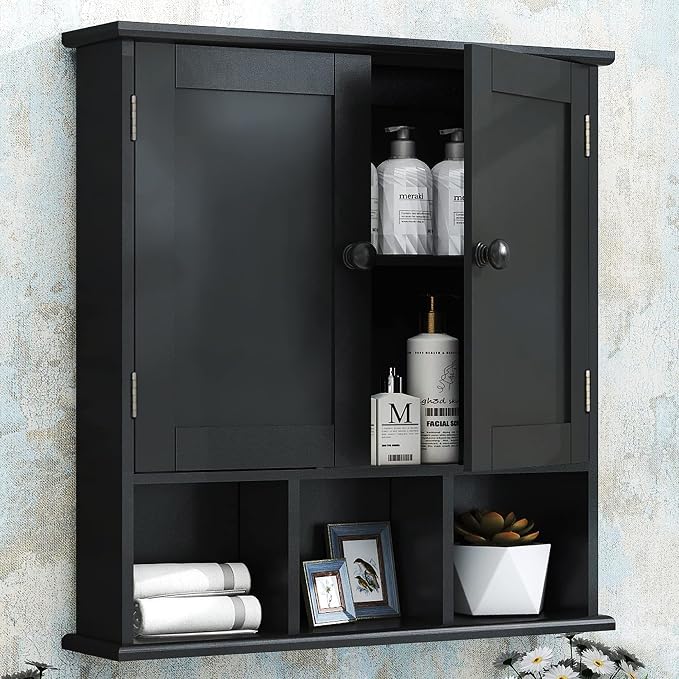 TaoHFE Black Medicine Cabinet Bathroom Over the Toilet Storage Cabinet | Wall by TAOHFE