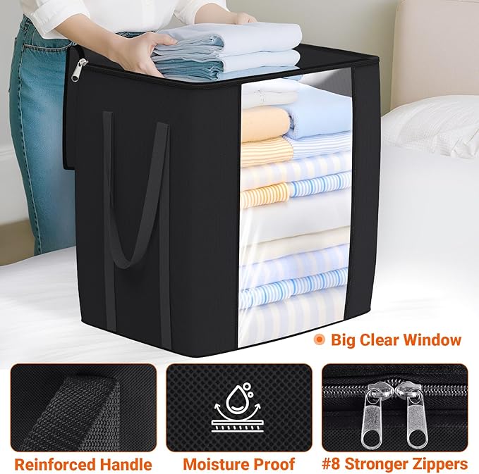 120L Extra Large Clothes Storage Bags, Foldable Blanket Storage and Organization - Image 4
