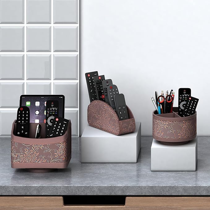Remote Control Holder, Thipoten Faux Leather Caddy/storage/Tray - Image 3
