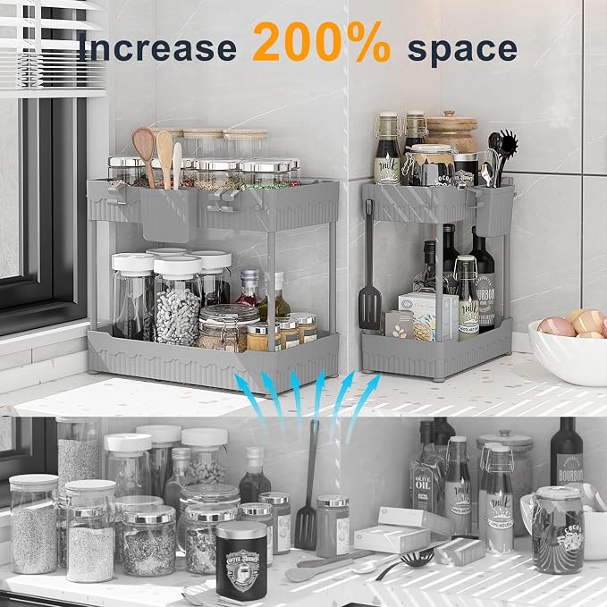 Sevenblue 2 Pack Under Sink Organizer, Under Bathroom Cabinet Organizer - Image 3
