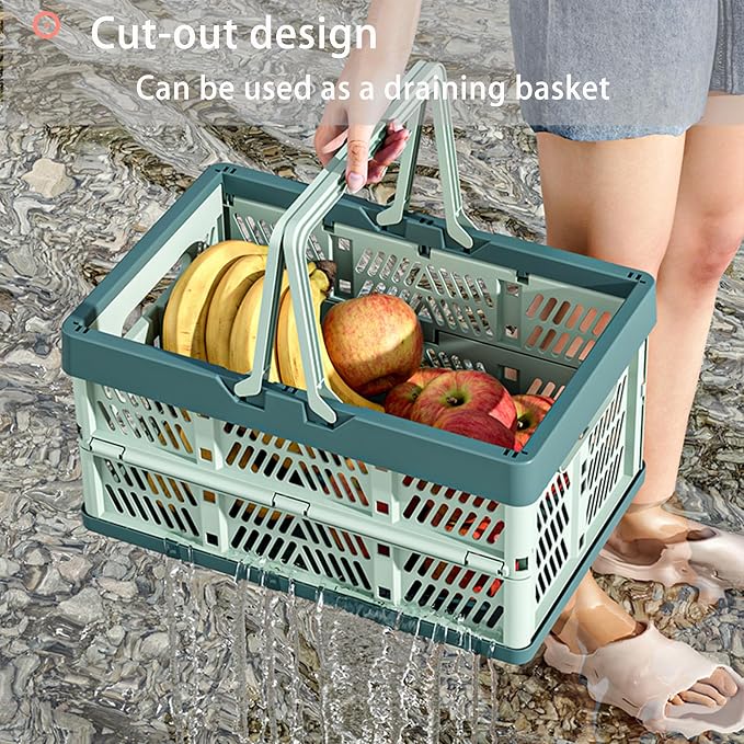 Collapsible Plastic Storage Crate - 20L Folding Organizer Basket Portable - Image 2