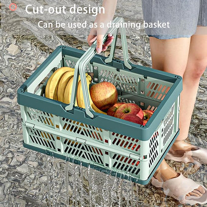 Collapsible Plastic Storage Crate - 20L Folding Organizer Basket Portable - Image 2