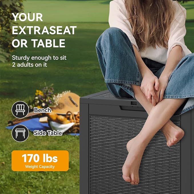 KAMABOKO 29 Gallon Outdoor Storage Box, Resin Deck Boxes Indoor and outdoor - Image 5