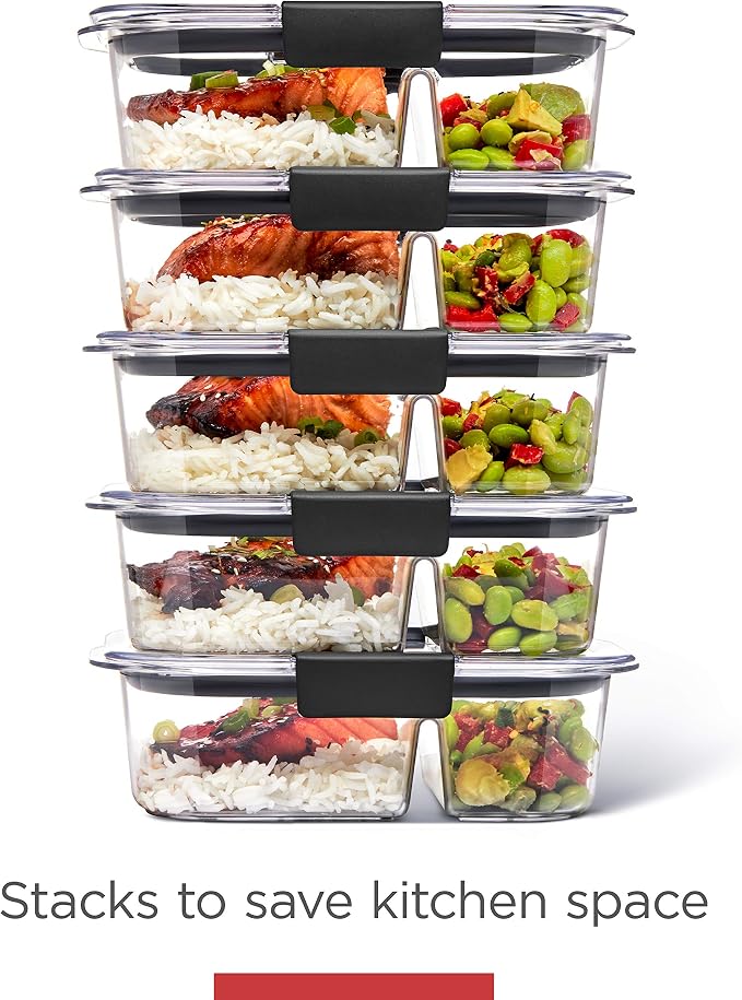 Rubbermaid Brilliance Meal Prep Containers, 2-Compartment Food Storage - Image 7