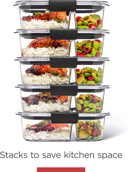 Rubbermaid Brilliance Meal Prep Containers, 2-Compartment Food Storage - Image 7