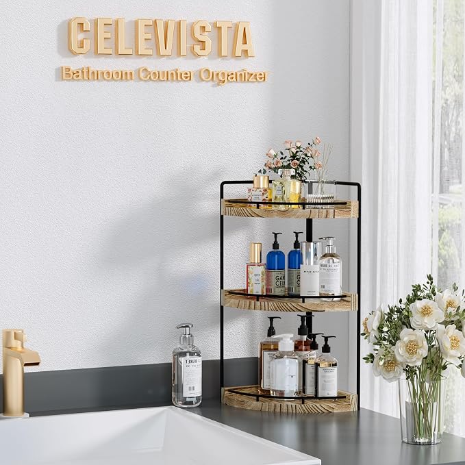 Corner Bathroom Counter Organizer, 3 Tier Bathroom Storage Countertop - Image 2