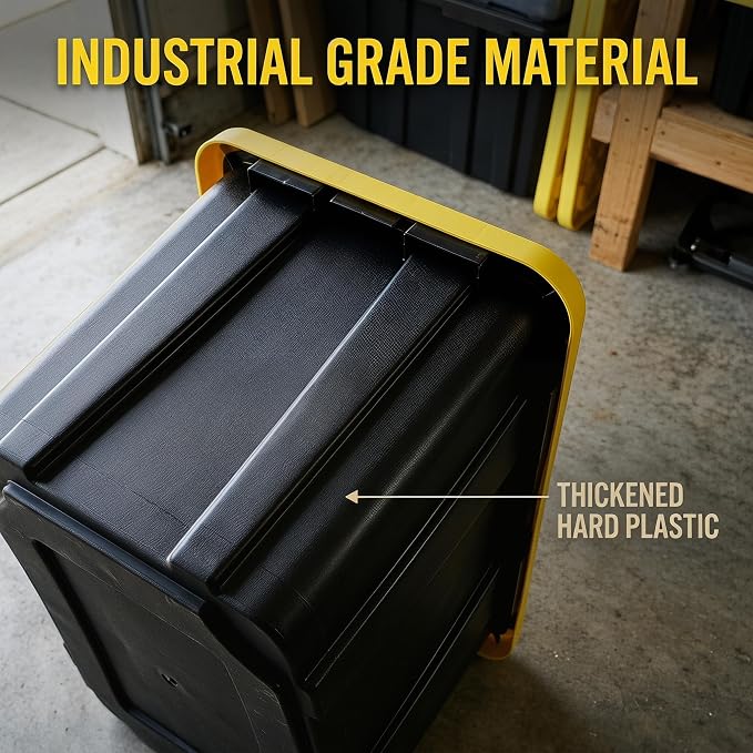 40 Gallon Stackable Lidded Plastic Storage Bins, 2 Pack Black Yellow | Snap - Image 5