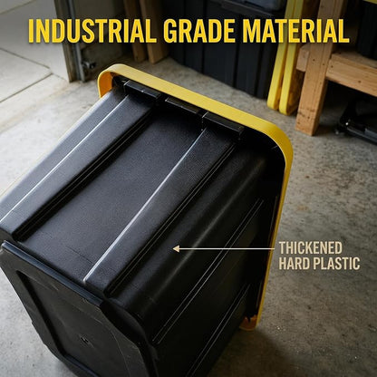 40 Gallon Stackable Lidded Plastic Storage Bins, 2 Pack Black Yellow | Snap - Image 5