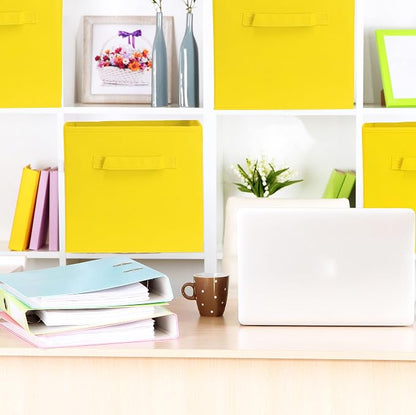 Simple Houseware Foldable Cube Storage Bins, 11-Inch Yellow - Image 3