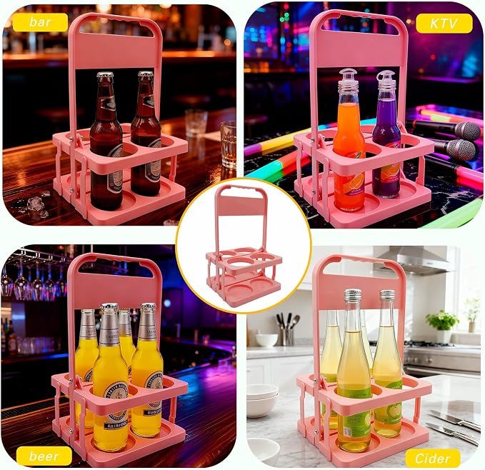 Foldable Beer Carrier 2/4/6 Pack, Heavy-Duty Plastic Drink Caddy, Portable - Image 5