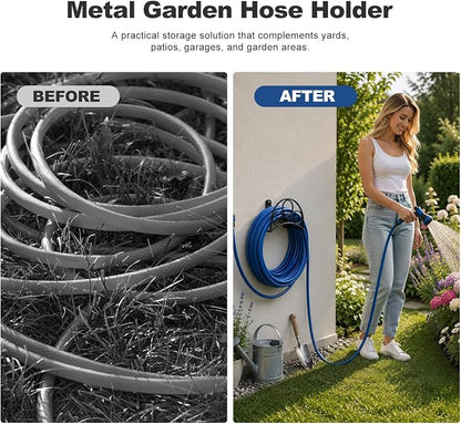 Metal Garden Hose Holder Wall Mounted Water Black Hose Holder - Image 8