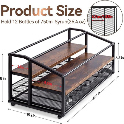 Coffee Syrup Rack Organizer, 3-Tier 10 Bottle Syrup Rack - Image 3