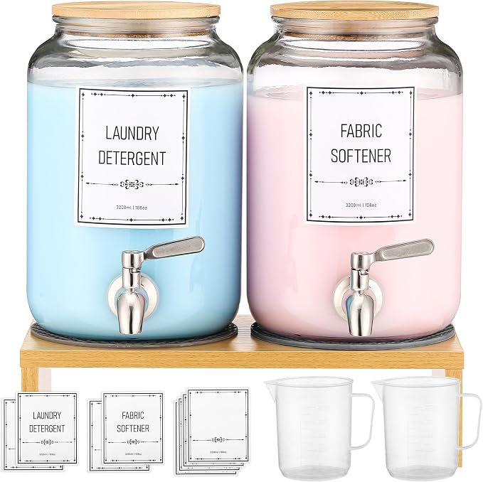 Laundry Detergent Dispenser. 0.9 Gallon Glass Laundry Soap Liquid Laundry by ZJ+Whoest