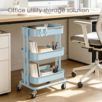 3 Tier Rolling Cart Metal Utility Cart - Image 6