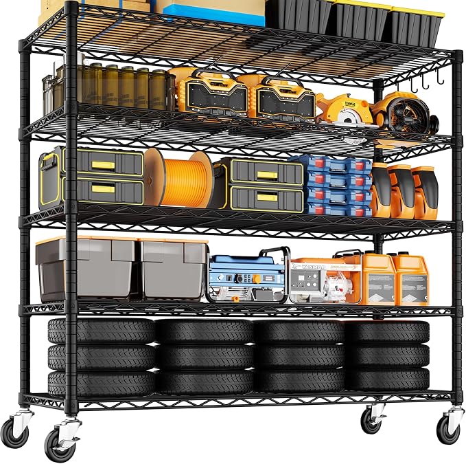 PrimeZone 48" W x 24" D x 81" H Heavy Duty Wire Storage Shelves by PrimeZone