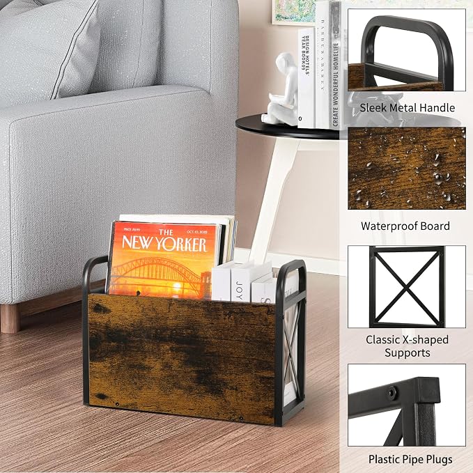 YINMIT Magazine Holder, Magazine Rack Floor, Magazine Storage Basket, Folder - Image 3