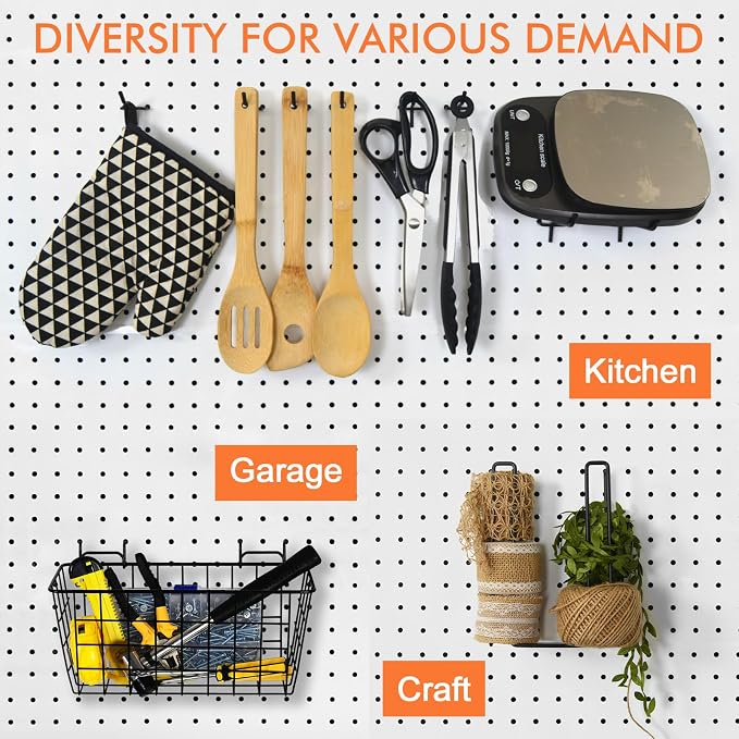 Pegboard Basket Organizers, Peg Board Large Baskets Hooks Bins Cups Tool - Image 4