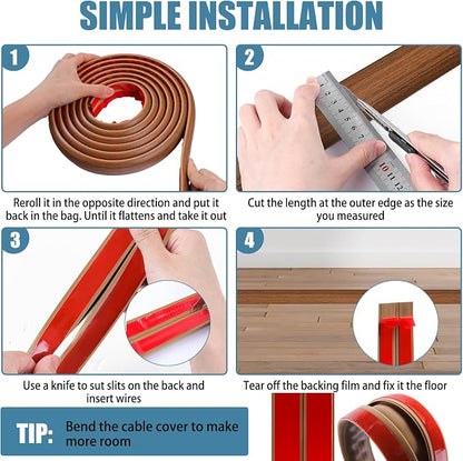 Floor Cord Covers for Wires 3.3FT Cable Hider Wire Cover Self Adhesive Cord - Image 5