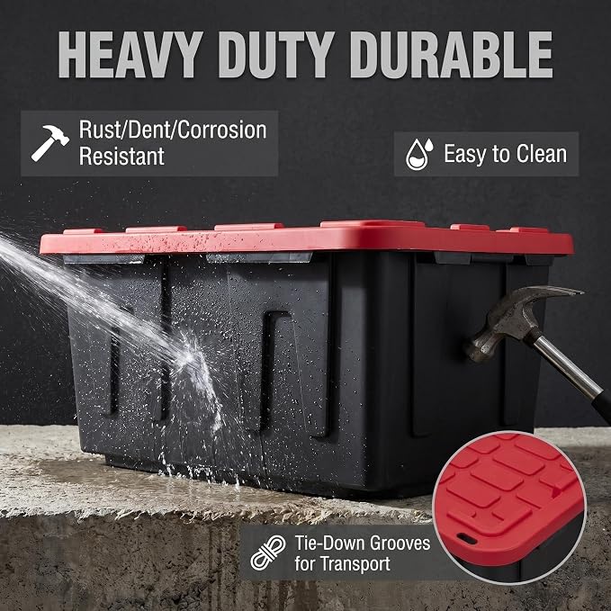 27 Gallon Industrial Plastic Storage Totes, Heavy Duty Storage Bins - Image 4