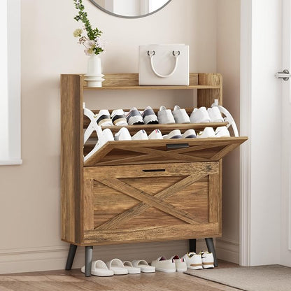 Homleke Farmhouse Shoe Storage Cabinet - Image 3
